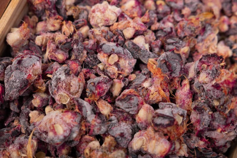 Zirbenzapfen gehäckselt